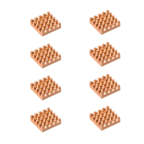 GeeekPi 8 disipadores de calor de cobre puro de 0.591 x 0.591 x 0.197 in con cinta adhesiva conductora térmica para refrigeración electrónica de