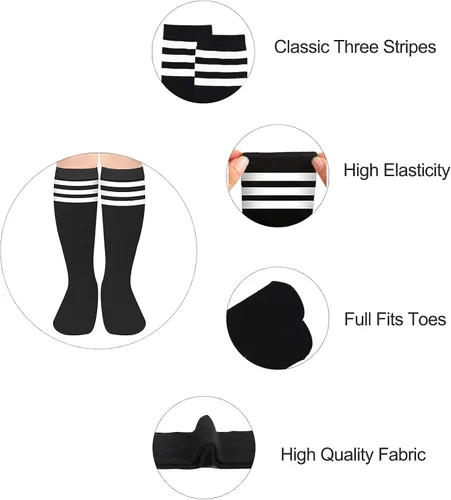 Miniatura 6 de American Trends Calcetines de fútbol para niños y niñas, calcetines altos a la rodilla, calcetines de algodón para deportes, calcetines largos