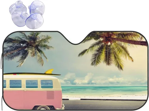 Miniatura 7 de Parasol plegable para parabrisas de automóvil de playa, visera solar para ventana delantera, cubierta de protección solar para automóvil, camión, 2