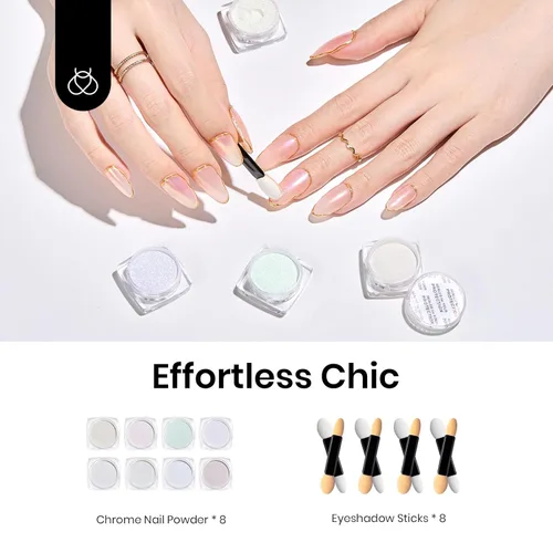 Miniatura 3 de Beetles - Polvo cromado para uñas, efecto espejo metálico, holográfico aurora, sirena perla, brillantina, polvo cromado para uñas de gel, manicura
