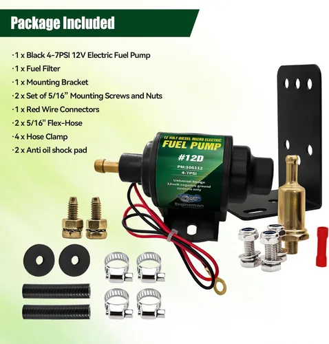 Miniatura 8 de 12D Bomba de combustible eléctrica diesel micro universal de 5/16 pulgada de entrada y salida 12V 1-2 A, 35 GPH, 4-7 PSI 4-7PSI 35 GPH para diesel