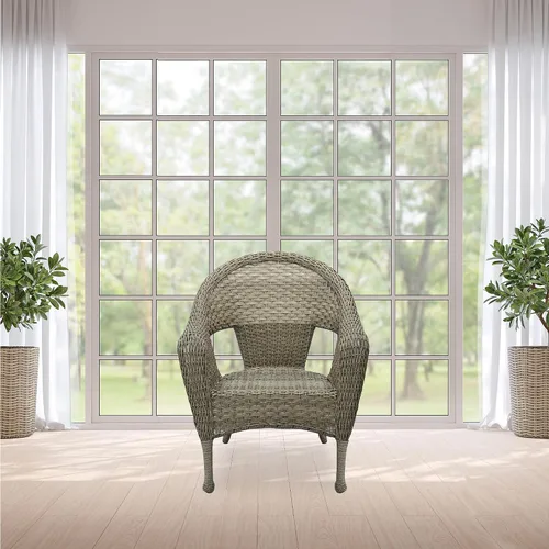 Miniatura 4 de Jeco Silla individual Clark de mimbre de resina gris