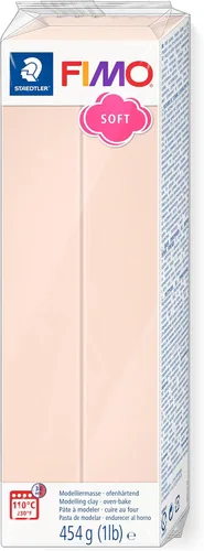 STAEDTLER FIMO Arcilla de Polímero Suave - Arcilla para Hornear para Modelar, Niños, Joyas, Esculpir, Bloque de 1 lb, Carne Clara 8021-43, 454
