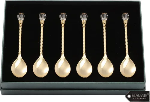 Miniatura 8 de Matashi Cuchara de postre chapada en oro de 24 quilates (juego de 4) – Regalo del día de San Valentín para ella – Vajilla elegante para cena
