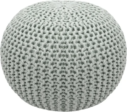 Miniatura 9 de Puf Cotton Craft tejido a mano con estilo de cable Dori Pouf, otomano para el piso, 100 % algodón trenzado, hecho y cosido a mano, un asiento único