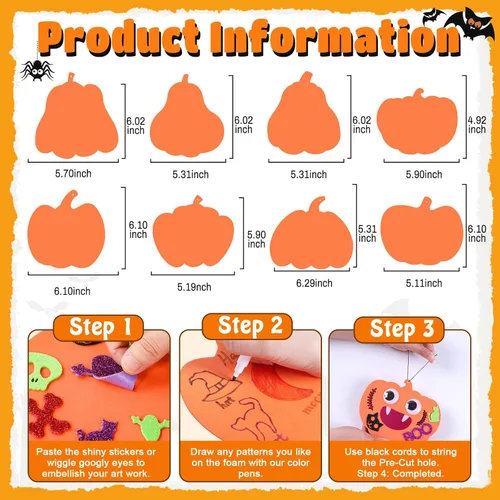 Miniatura 6 de Max Fun 332 piezas de manualidades de Halloween para niños, actividades de Halloween, calabazas de espuma para manualidades, kits de regalo, juego