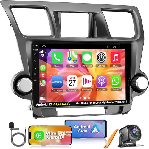 Miniatura 10 de Radio estéreo de coche 4G+64G para Toyota RAV4 2007-2012, Carplay inalámbrico y Android Auto con Android 13 compatible con Bluetooth/Control