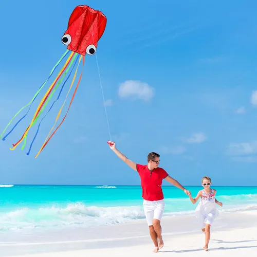 Miniatura 4 de Hengda Kite Soft Octopus Kite Series, Beautiful Kite with Long Colorful Tail for Kids and Adults, Easy to Fly Beach Kites, Excellent Outdoor
