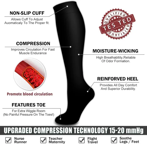 Miniatura 82 de 6 Pack Copper Compression Socks for Women and Men Circulation-Best Support for Medical, Running,Nursing,Athletic