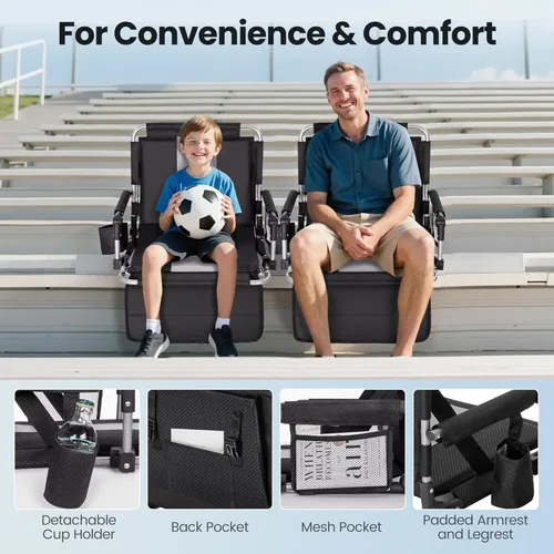 Miniatura 9 de HIGH POINT SPORTS Asiento plegable para estadio Sillas plegables portátiles para estadio Asiento acolchado para gradas Cojín para asiento de gradas