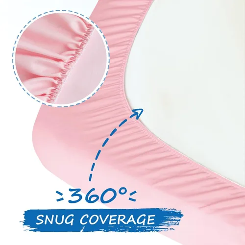 Miniatura 4 de Sábanas de cuna para niña, paquete de 2 sábanas para cuna estándar y colchón de cama infantil, sábana bajera ajustable transpirable y suave