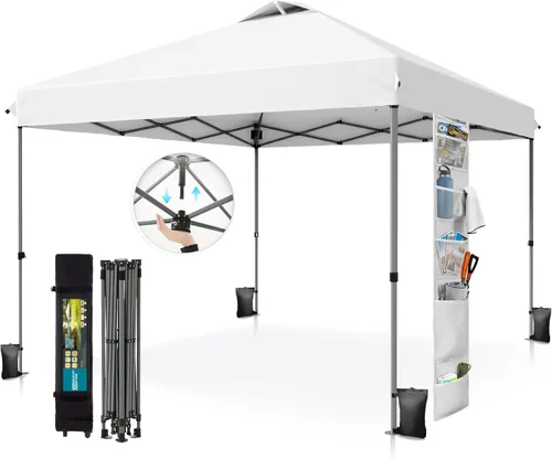 Miniatura 15 de PHI VILLA Tienda de campaña desplegable de 10 x 10 pies para exteriores, para eventos, fiestas, tienda de campaña de 100 pies cuadrados, color blanco