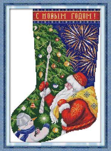 Howie's Needlepoint Kits de punto de cruz, kits de bordado de patrón navideño preimpreso de 14 quilates, gama completa de kits de costura para