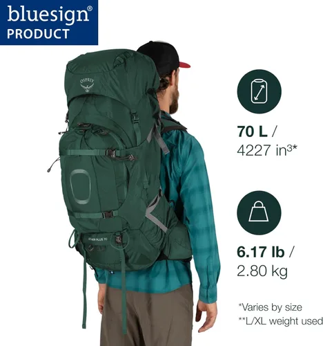 Miniatura 2 de Osprey Aether Plus 70 - Mochila de mochilero para hombre, color gris, talla L/XL Eclipse Gris