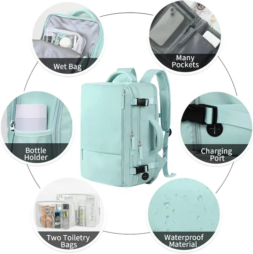 Miniatura 5 de Hanples - Mochila de viaje para mujeres y hombres, mochila grande de mano, artículo personal, mochila para laptop aprobada por TSA para vuelos