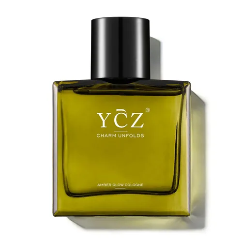 Ycz AMBER GLOW Colonia para hombre, fragancia aromática cítrica con bergamota, manzana nítida y notas cálidas de madera, Eau de Parfum de 1.7 onzas,