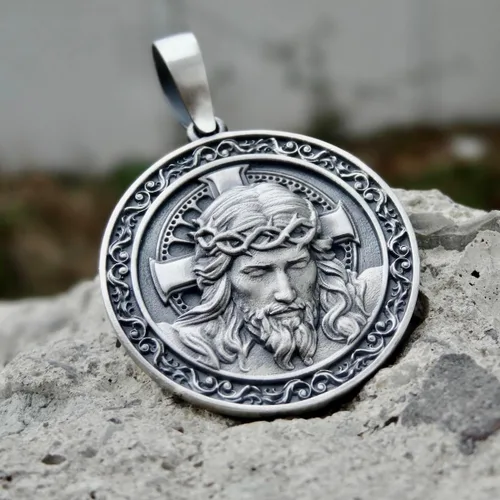 Miniatura 2 de Jesus Christ Pendant Sterling Silver 925 Religious Handmade Jewelry