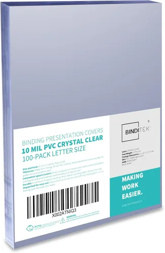 Miniatura 29 de Binditek paquete de 50 portadas de encuadernación transparentes de PVC de 8 mil, 11 x 17 pulgadas, tamaño tabloide, esquinas cuadradas, sin