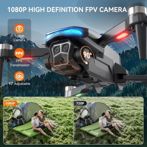 Miniatura 2 de Dron con cámara - Dron plegable con motor sin escobillas para adultos/niños, cuadricóptero RC HD 1080P. Vuelo según puntos de ruta, mantiene