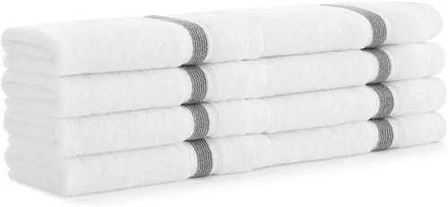 Miniatura 16 de Aston & Arden Juego de 8 paños turcos a rayas, extrasuaves y afelpados con el mejor algodón egeo de fibra larga, 21.16 oz/m², toalla de lujo