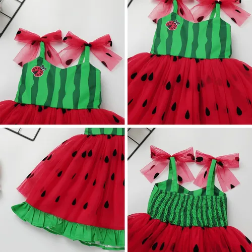 Miniatura 6 de Vestido tutú de verano para niñas pequeñas, sin espalda, vestido de princesa para fiesta de cumpleaños, lentejuelas con volantes, tul con lazo