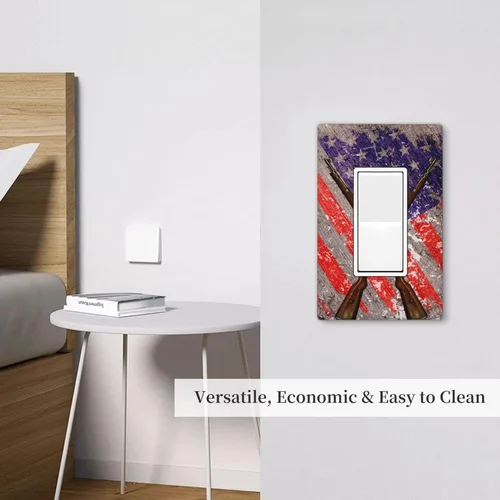 Miniatura 6 de Placa decorativa para interruptor de luz basculante con bandera estadounidense, placa de pared eléctrica decorativa de 1 banda, placa de cubierta