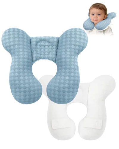 KAKIBLIN Almohada de viaje para bebé, almohadas mejoradas para el cuello del bebé para asiento de automóvil, almohada de apoyo para cuello infantil