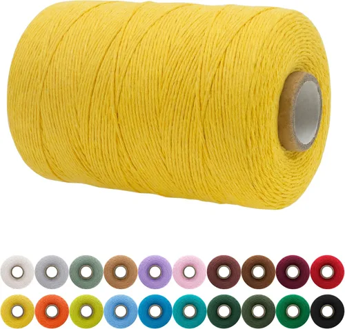 Miniatura 132 de JeogYong Cordón de macramé de un solo hilo 2mm x 164 yardas (492 pies) Cuerda de algodón suave, hilo de macramé 2 mm, suministros de macramé