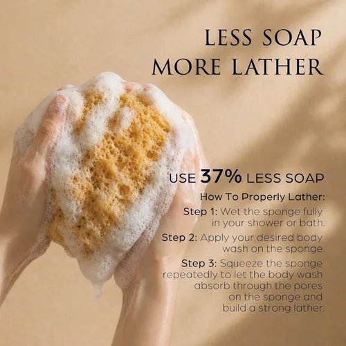 Miniatura 3 de Esponja de esponja para ducha y baño, esponja de baño con doble textura, puf de ducha para exfoliación suave y profunda, limpiador corporal de gran