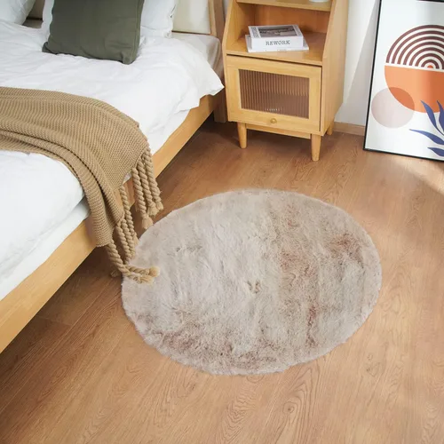 Miniatura 85 de Ghouse Alfombra ultrasuave de pelo sintético de conejo, alfombras lavables a máquina para dormitorio, alfombras esponjosas para sala de estar, Blanco