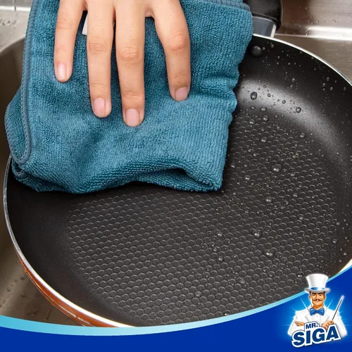Miniatura 5 de MR.SIGA Paño de limpieza de microfibra, toallas de microfibra multiusos, trapos de limpieza sin rayas, paquete de 12, verde azulado claro