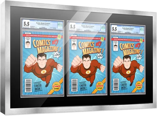 Miniatura 96 de Marco de cómic con paspartú para 8 CGC, CBCS o PGX Graded Comics - Marco de cómic blanco para cómics de 8.125 x 13 pulgadas Marco blanco