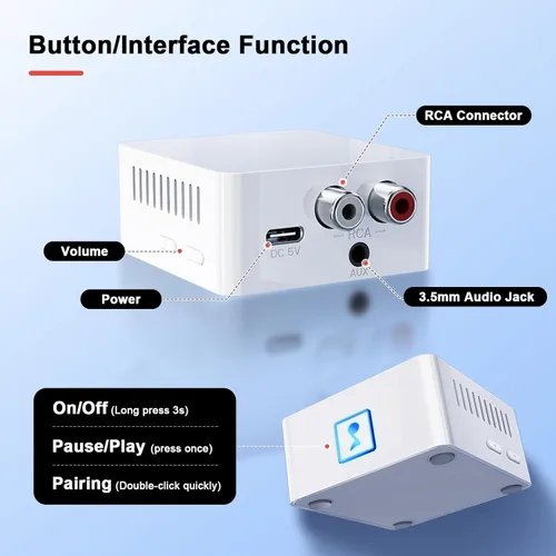 Miniatura 4 de Receptor Bluetooth 5.3 para estéreo doméstico, adaptador de audio inalámbrico, transmisión de música de alta fidelidad, amplificador, baja latencia
