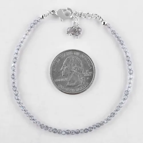 Miniatura 78 de Natural Gemstone Micro Round Beads Dainty Choker Bangle Bracelet, Handmade Jewelry for Women, Healing Chakra Crystals Silver Plated Chain 8 inch