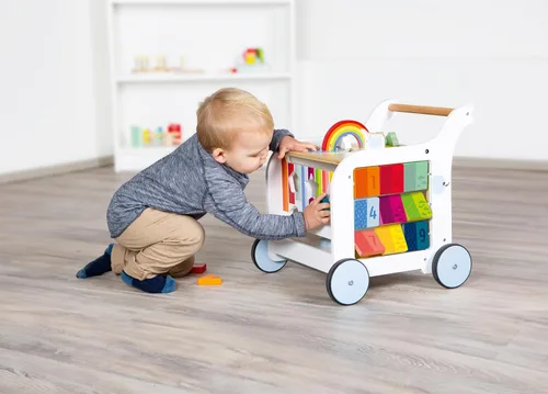 Miniatura 13 de Small Foot Wooden Toys - Andador de elefante dulce prémium y centro de actividades 5 en 1 diseñado para niños pequeños de 12 meses en adelante