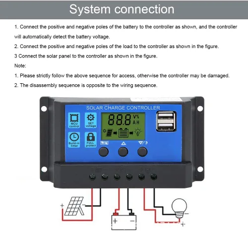 Miniatura 6 de Control de carga de batería Salida USB dual 12V/24V 30A Regulador inteligente Energía solar, controlador de panel solar con pantalla LCD, regulador