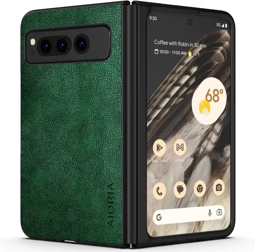 Miniatura 10 de Funda para Google Pixel Fold de cuero de alta calidad, diseño retro, funda protectora completa para Google Pixel Fold 5G (café)