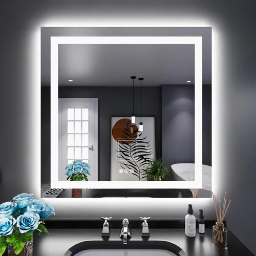 Miniatura 66 de LOAAO Espejo de Baño LED de 40"X32" con Luces, Antivaho, Regulable, Retroiluminación RGB + Iluminación Frontal, Espejo de Tocador de Baño