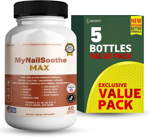 Miniatura 7 de MyNailSoothe MAX Suplemento para cabello, piel y uñas, 60 cápsulas, con biotina 5000mcg, vitaminas, minerales y mezcla de hierbas (2)