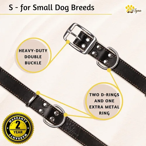 Miniatura 4 de ADITYNA Collar de perro de cuero negro resistente para perros pequeños, acolchado suave para mayor comodidad, collar de perro pequeño para caminar