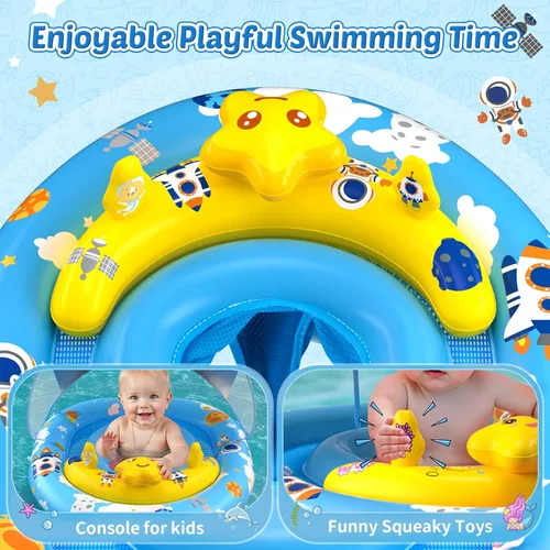Miniatura 4 de Flotador de piscina para bebés con toldo UPF50+, flotadores inflables para piscina para niños, flotador de natación infantil con consola