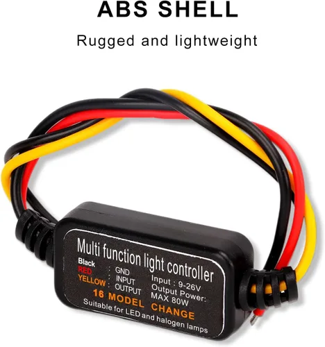 Miniatura 5 de Controlador estroboscópico de flash LED, 80 W universal DC9‑26 V, 16 modos estroboscópicos, luz de freno, intermitente, módulo estroboscópico de luz