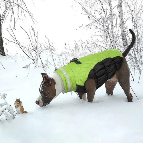 Miniatura 6 de Lelepet Abrigo cálido para perro, abrigo de invierno para perro, chaqueta impermeable para perros con arnés integrado reflectante para mascotas, Lima