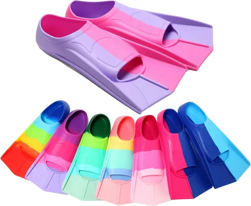 Miniatura 53 de Aletas de natación para niños, aletas cortas para niños y jóvenes, aletas de natación para entrenamiento de natación para niños, niñas, niños Azul