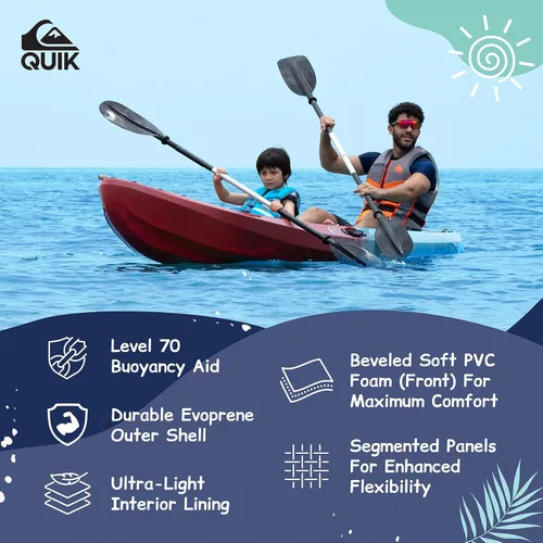 Miniatura 4 de QUIKSILVER Chaleco salvavidas juvenil para 55-88 libras, aprobado por USCG y Transport Canada PFD tipo III, evoprene nivel 70, ayuda de flotabilidad