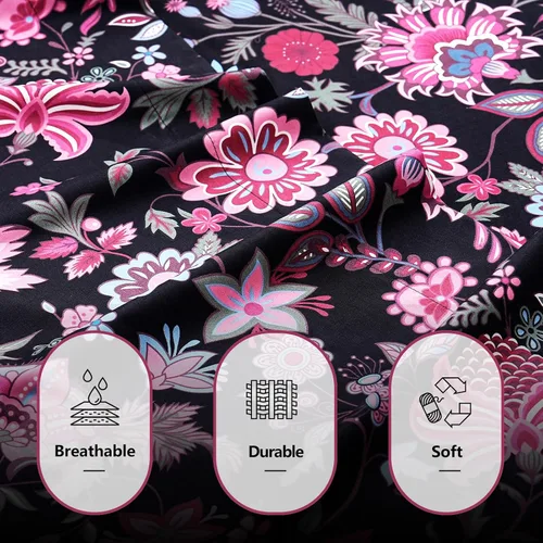 Miniatura 2 de Bedlifes Juego de sábanas King ultra suaves, transpirables, con bolsillo profundo de flores sedosas, 100% microfibra, 4 piezas, tamaño King