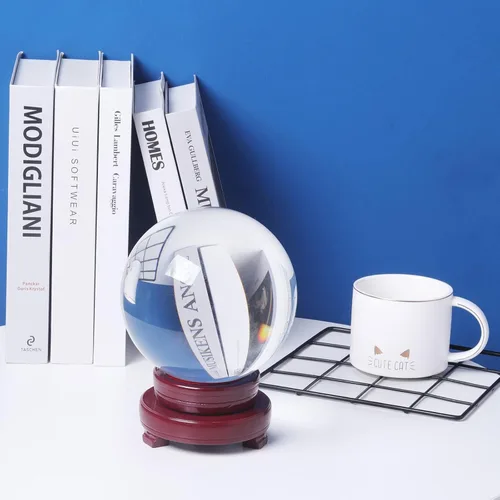Miniatura 5 de LONGWIN Bola de cristal de adivinación de 5.906 in (5,9 pulgadas) Bolas de cristal decorativas Globo Esfera Soporte de madera libre Transparente