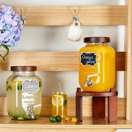 Miniatura 5 de Dispensador de 1 galón para bebidas en fiestas, dispensador de bebidas de vidrio con soporte, dispensador de agua con espiga de acero inoxidable
