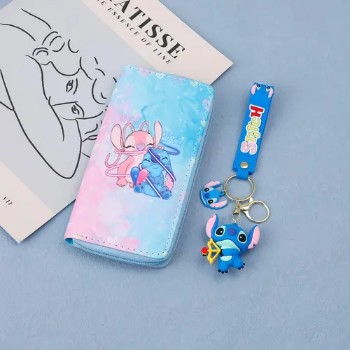 Miniatura 3 de Cartera de dibujos animados de Stitch con llavero de PVC para tarjetas, bolsa de puntada, bolsa de puntada, bolsa de puntada, bolsa de puntada