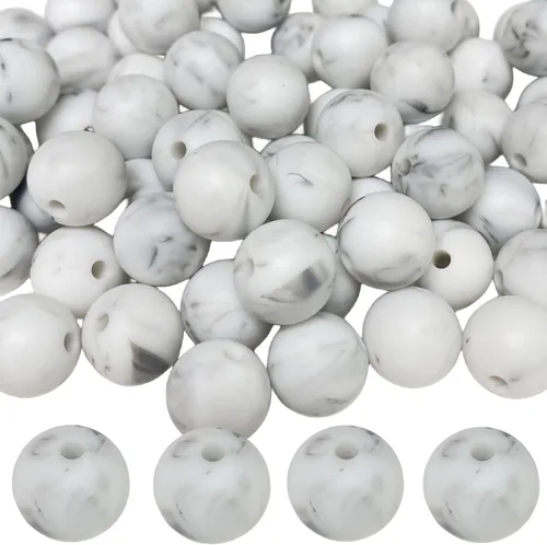 Miniatura 11 de Abalorios de silicona, 120 piezas de 6 mm abalorios redondos de silicona para hacer llaveros, pulseras, collares, aretes, joyas, manualidades DIY